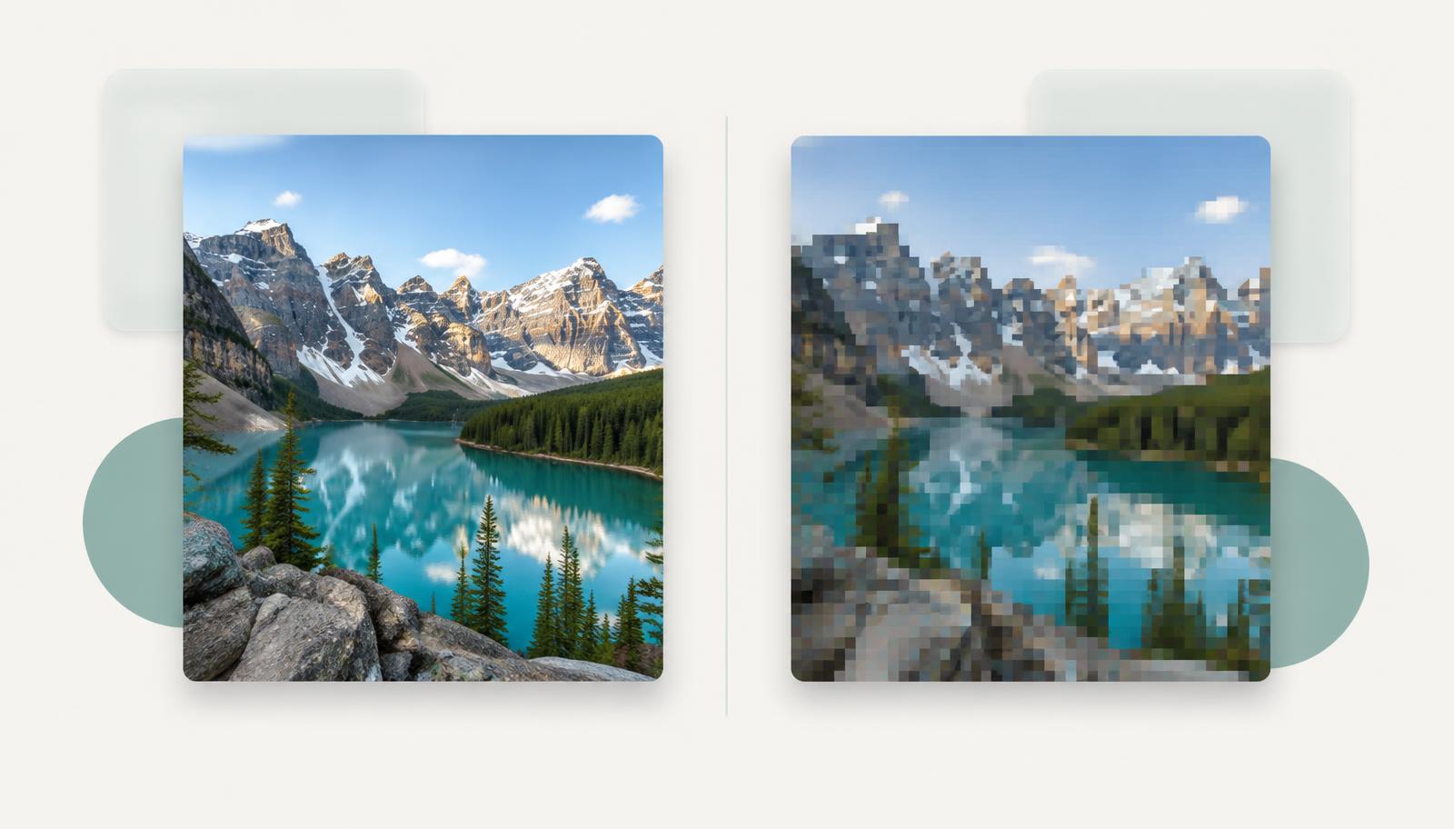 Illustration showing image quality decreasing after compression