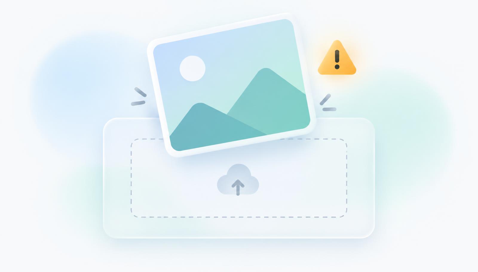 Illustration of an image upload with a file size warning